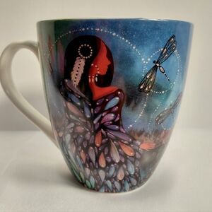 Indigenous Collection Colorful Artistic Mug with Dragonfly Design